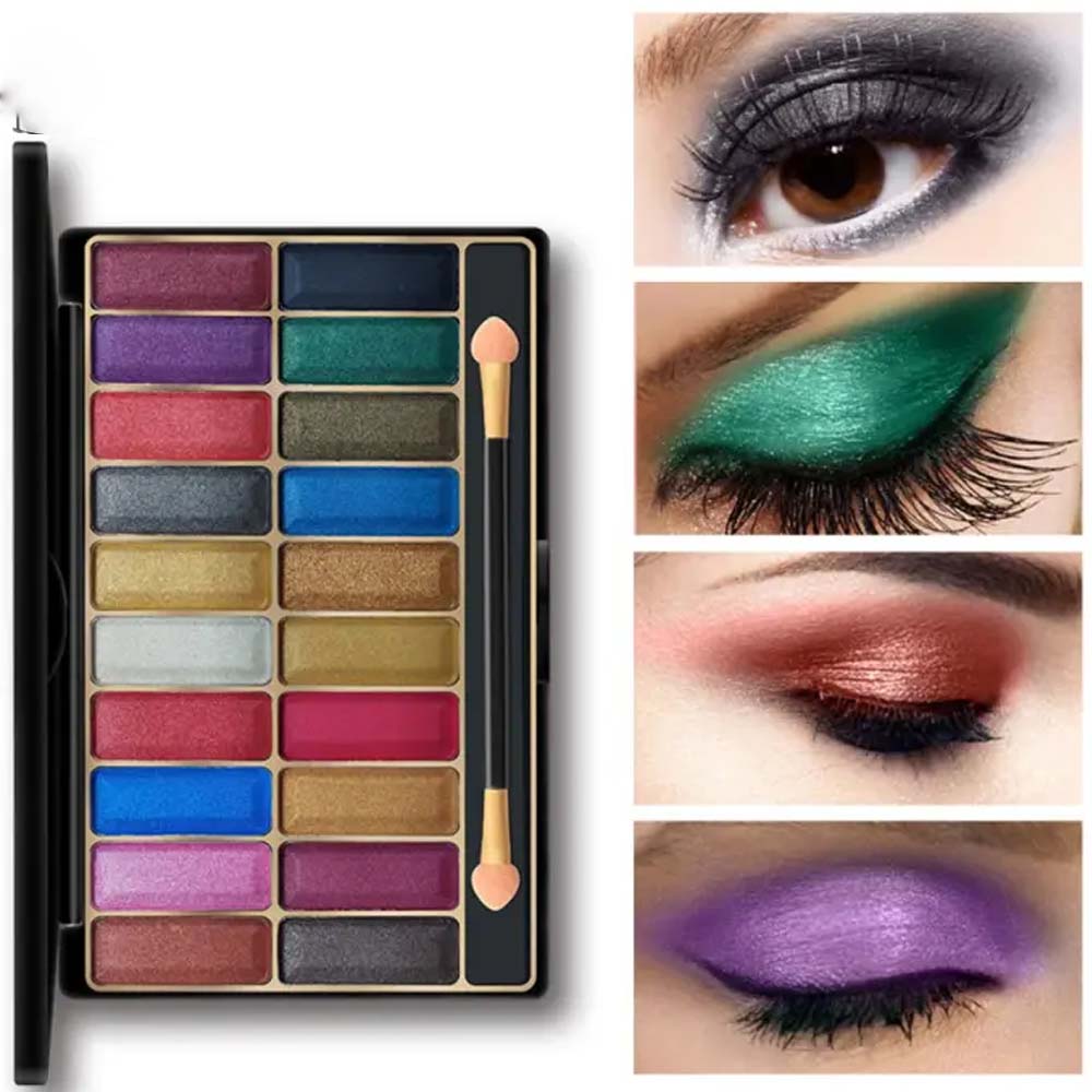 20-Color Wet Eye Shadow Palette , Metallic Shimmer Pearlescent 3D Shiny