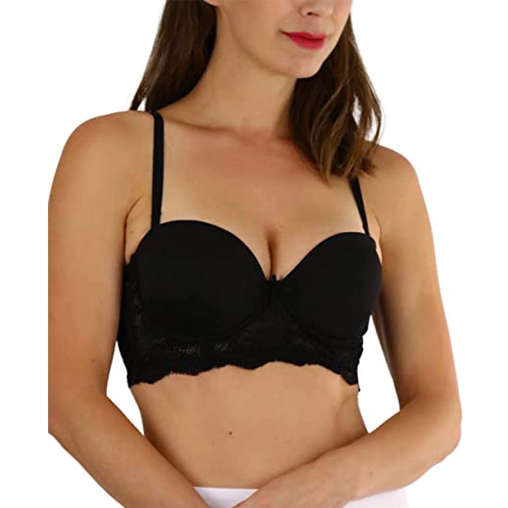 Women Bras Online at Best Prices, Women Bra Black Color Double Padded , Push-Up Bra With Adjustable Straps For Women