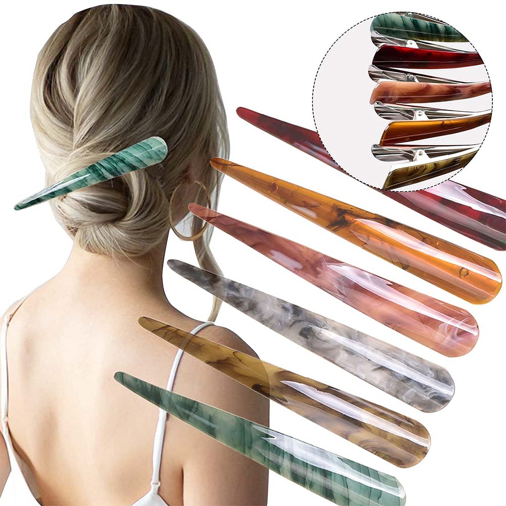 Large Bright Colorful Barrette Horn Hair Clip Acrylic Long Stick Hairpins Shower Makeup Ponytail Holder Hair Claws Accessories