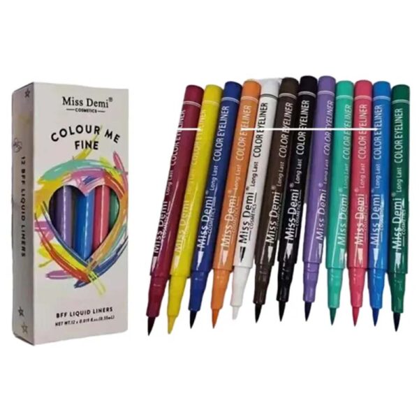 Marker Eyeliner Colorful Liquid Waterproof Eyeliner Pencils liquid liners Eyeliner Pack of 12 -