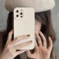 Luxury Soft Matte White Phone Case For iPhone 14 13 12 Original Liquid Silicone Shockproof Cover --